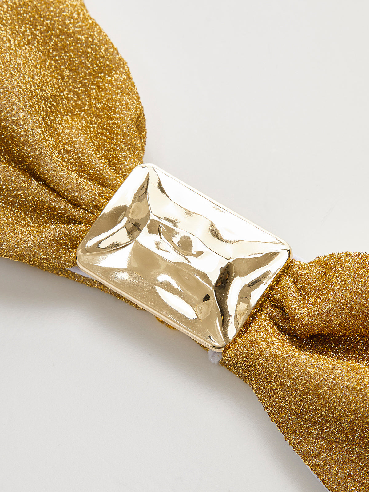 Metallisk rosettbandeau-bikinitop 