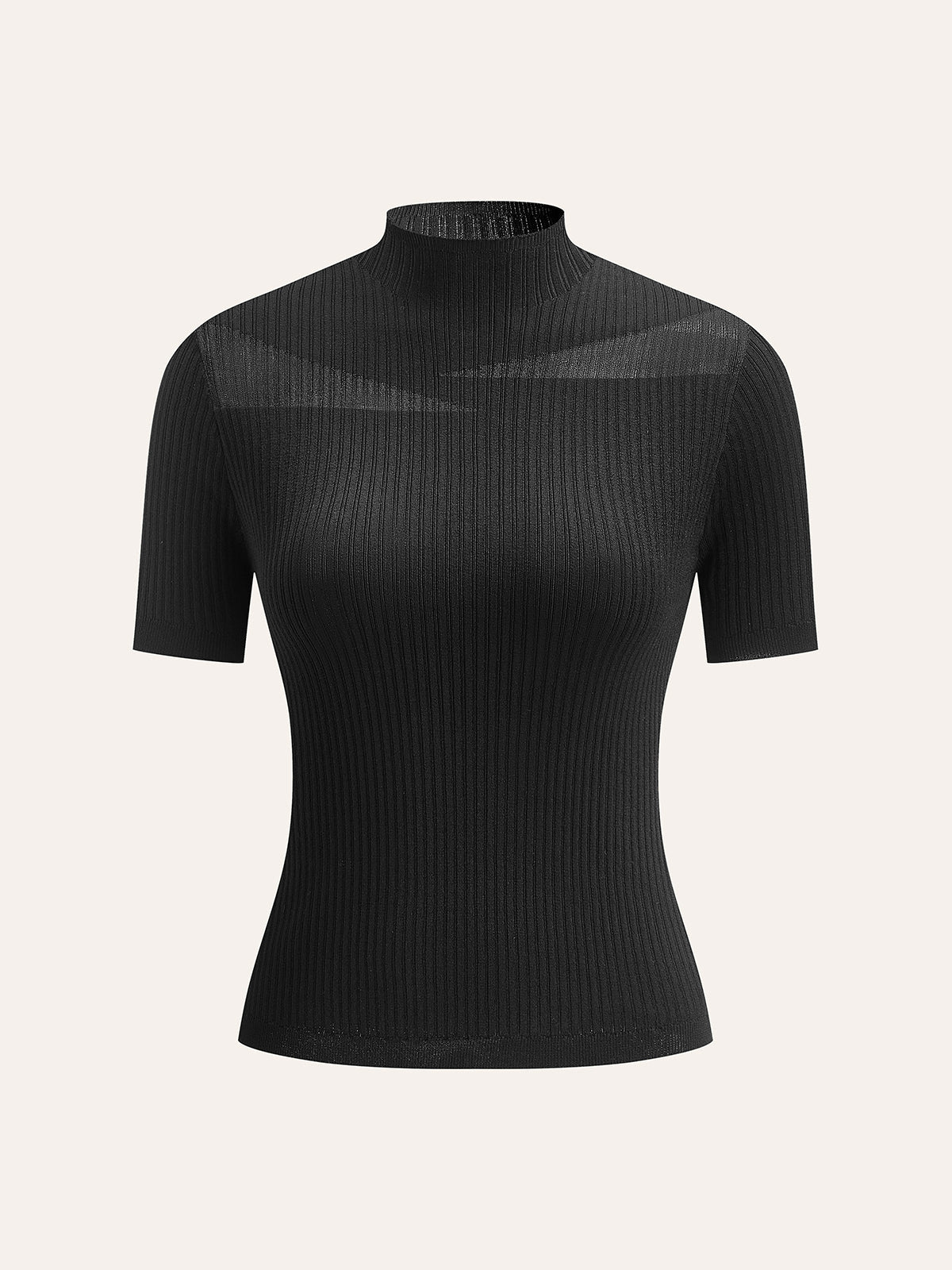 Halvtransparent ribbad stickad topp 