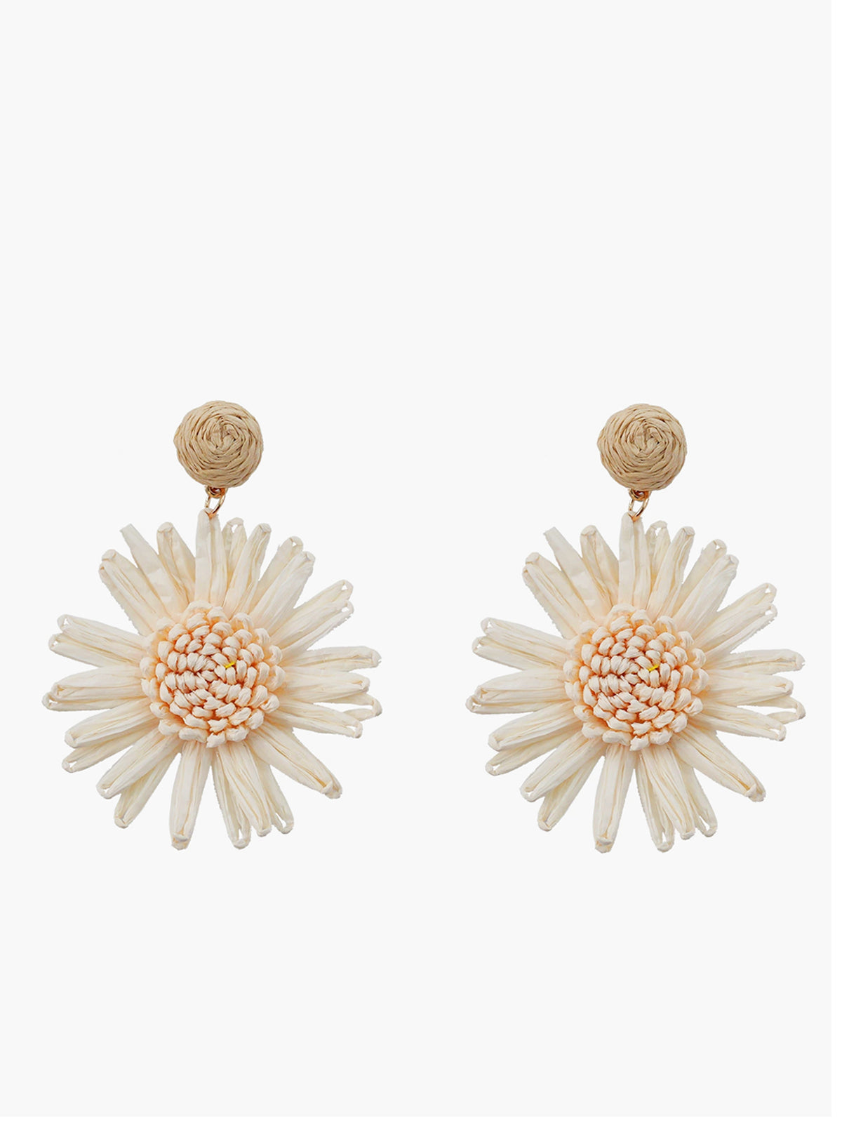 Raffia-Blumen-Tropfenohrringe 