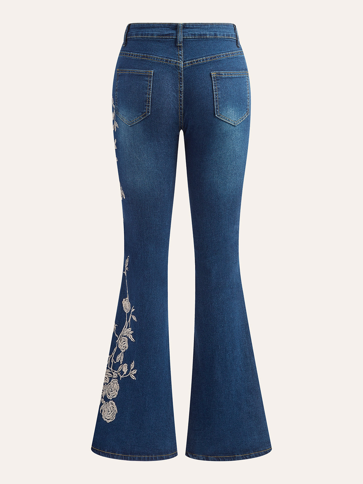 Schlagjeans mit Stickerei und mittlerer Taille 