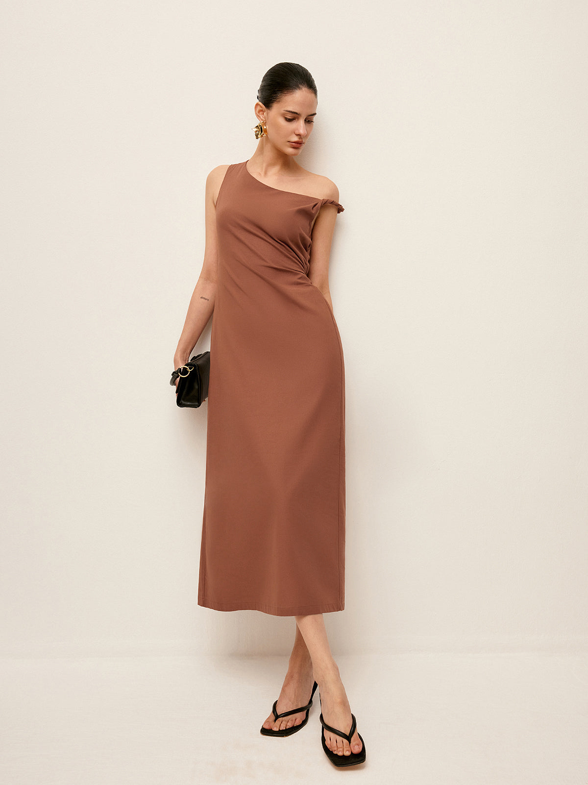 One-Shoulder-Kleid aus Baumwolle 
