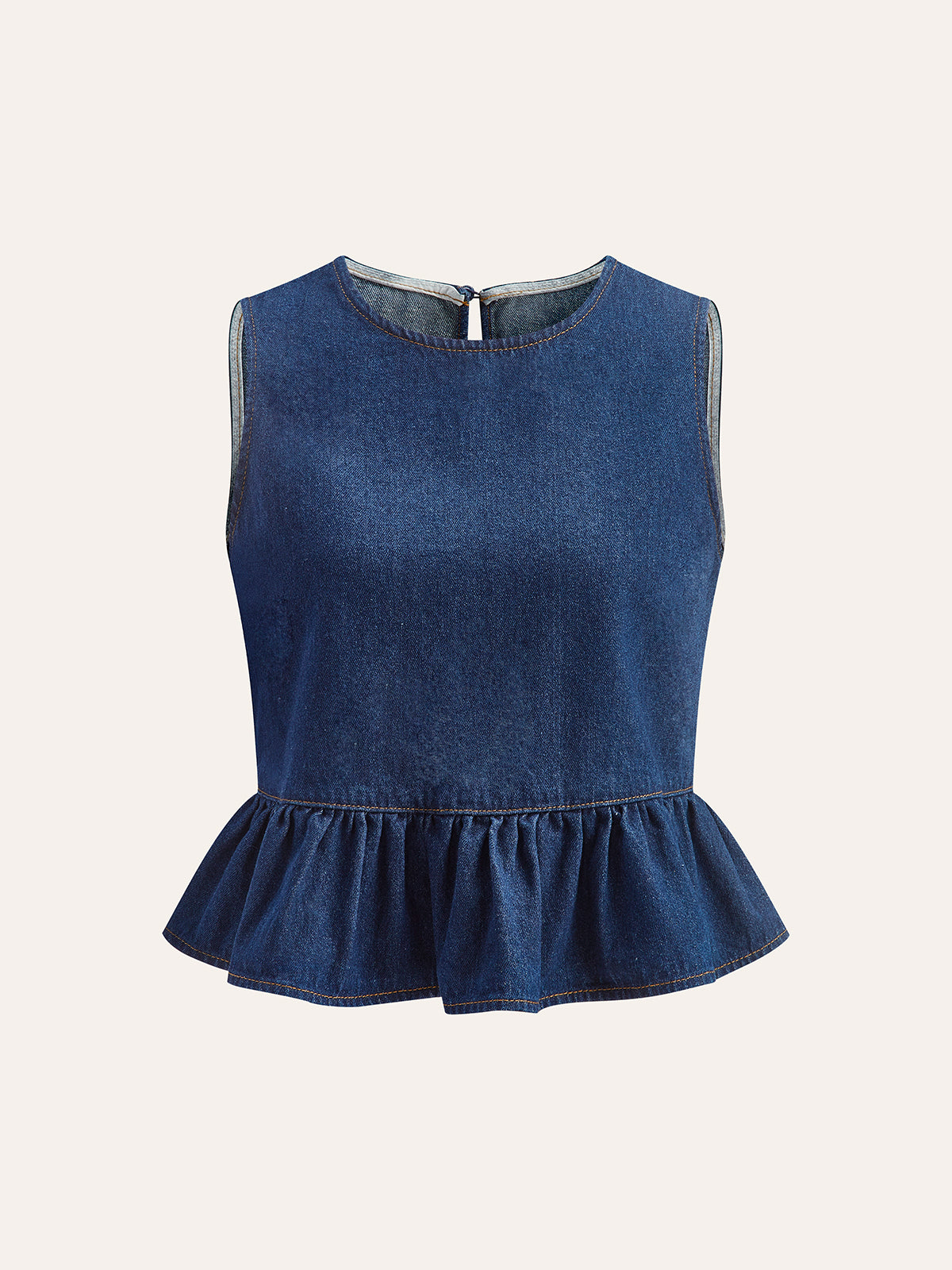 Topp med peplum i bomullsdenim 