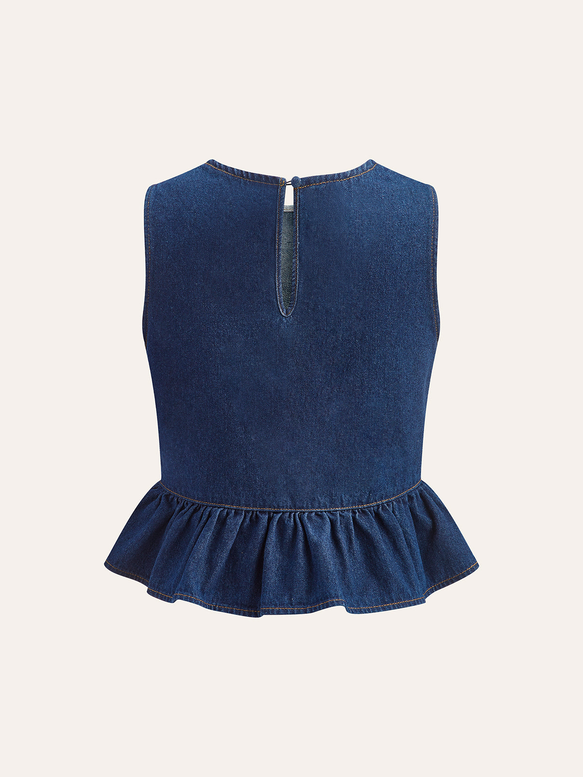 Topp med peplum i bomullsdenim 