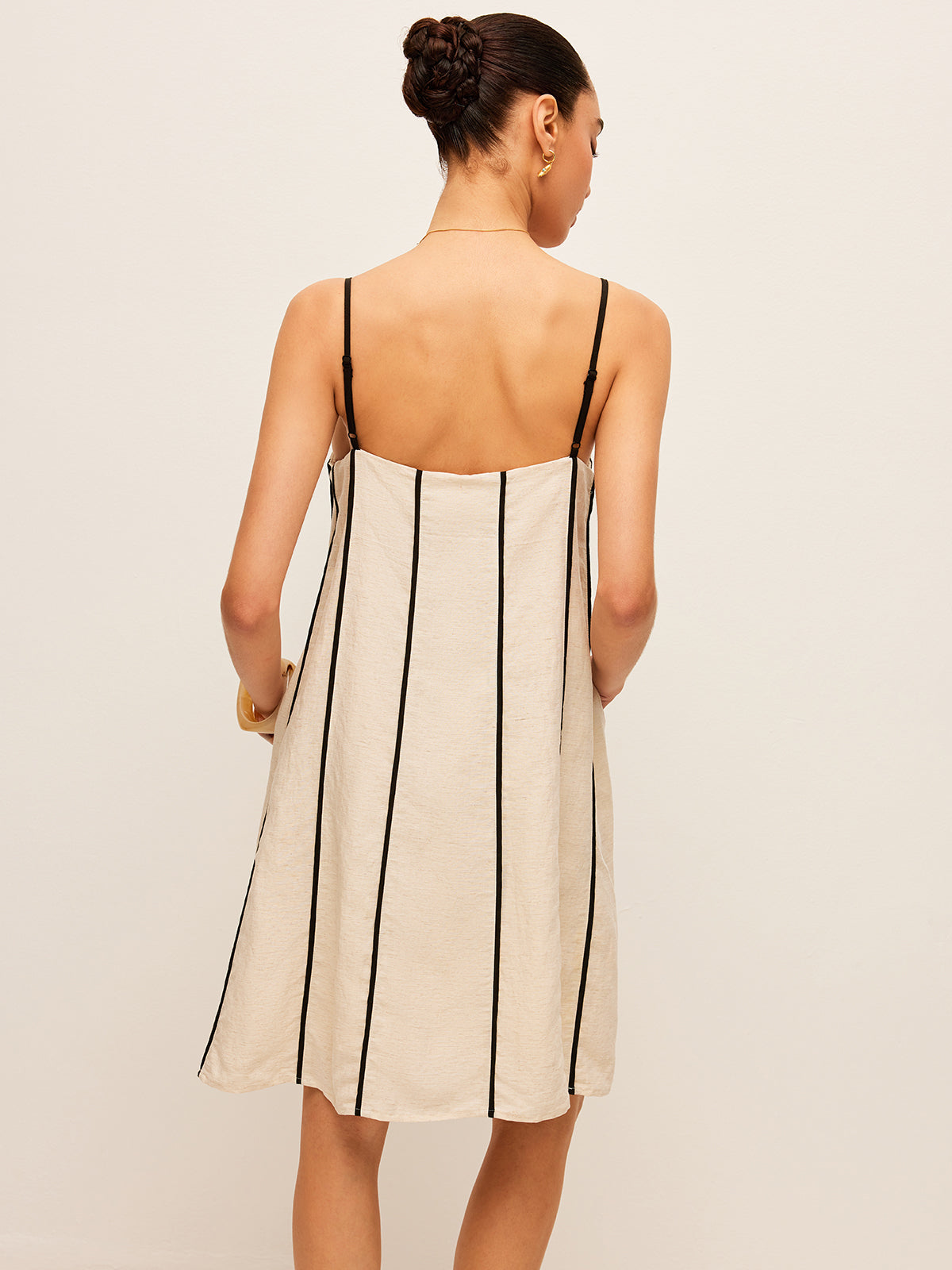 Gestreiftes Kleid aus Baumwolle und Leinen 