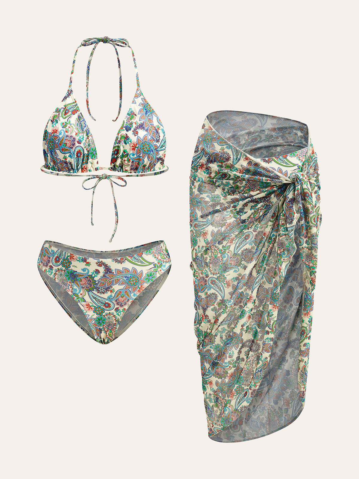 Bikiniset med knytband och paisleymönster 