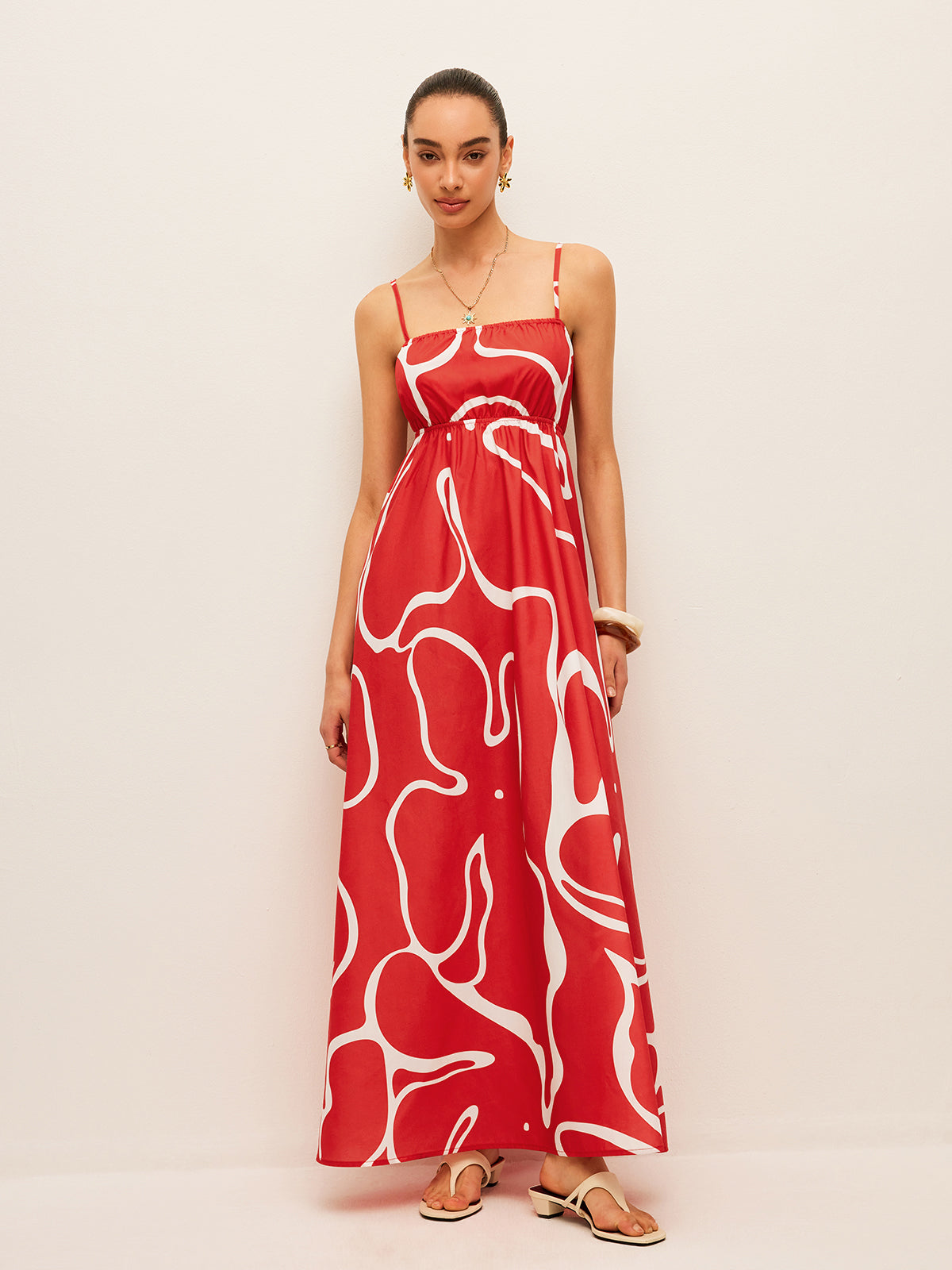 Bedrucktes Kleid mit Bindedetail auf der Rückseite 