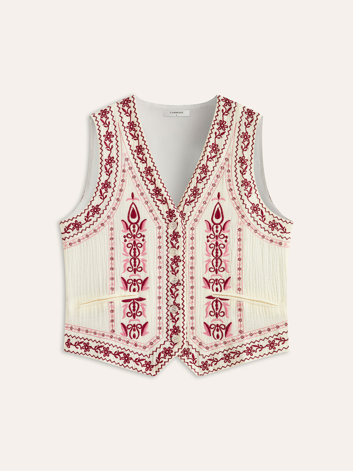 Boho-mönstrad väst med bälte baktill 