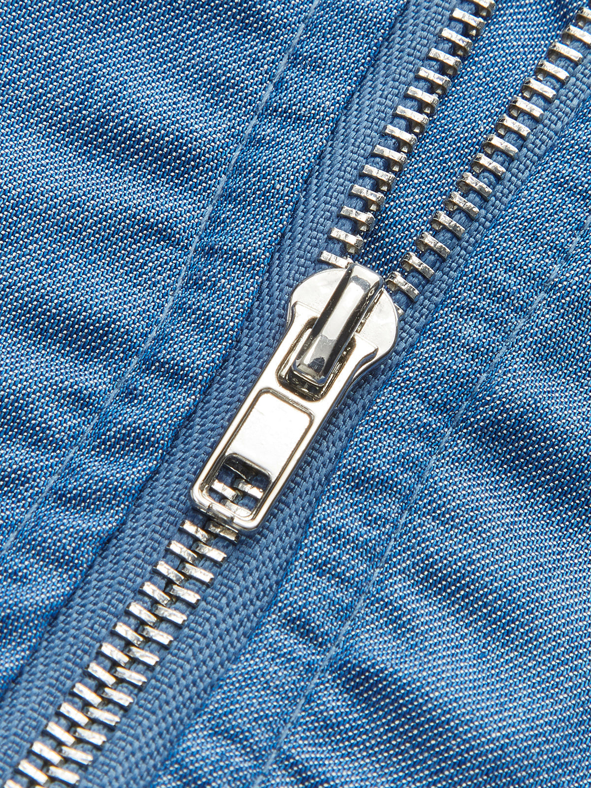 Denim halternecktopp med volangkant 