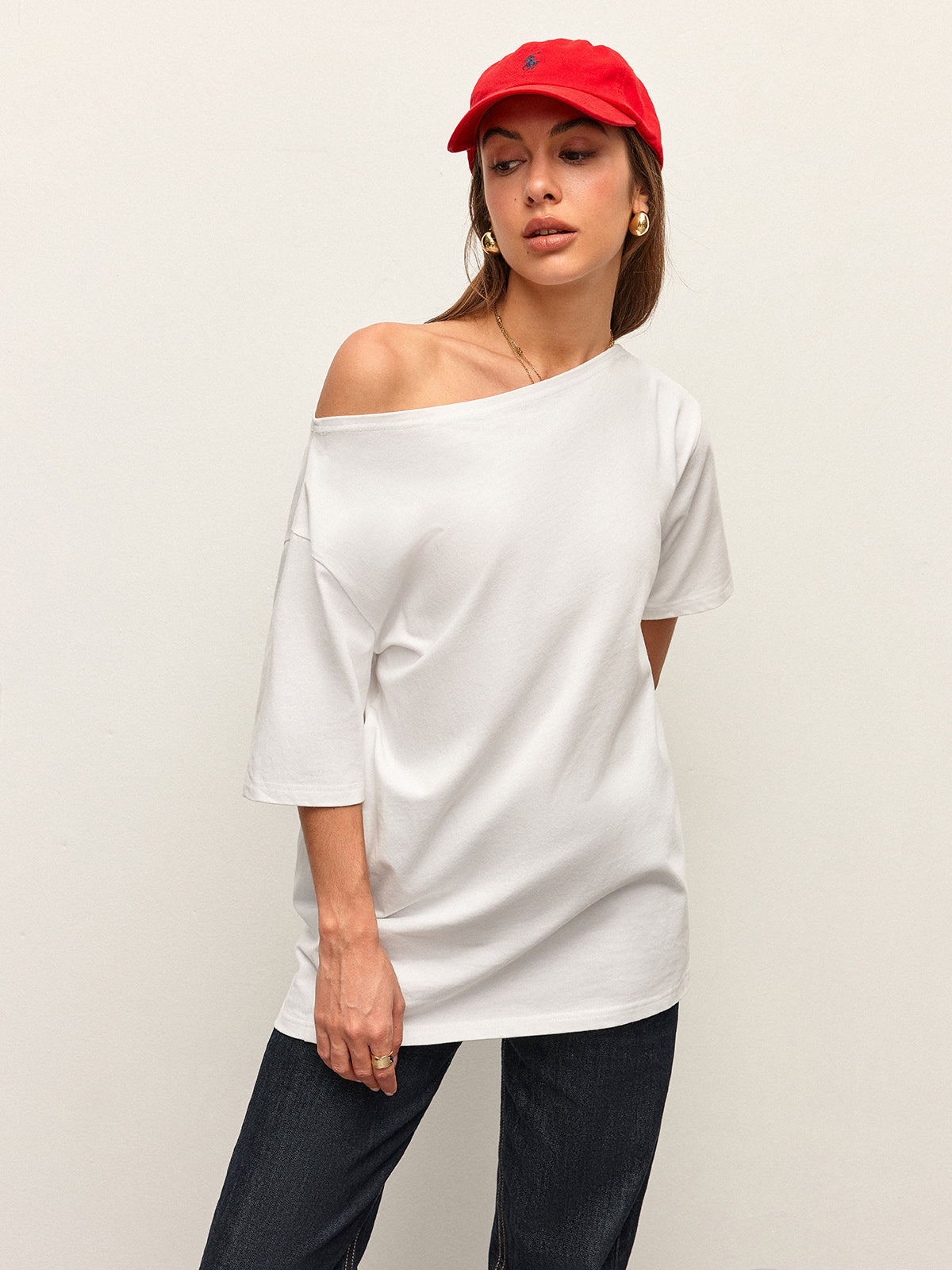 T-shirt i bomull med bara axlar 