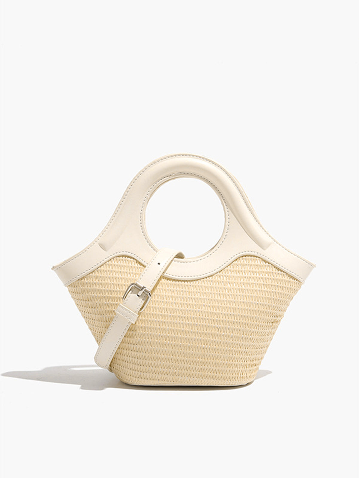 Elfenbeinfarbene Strand-Rundtasche 