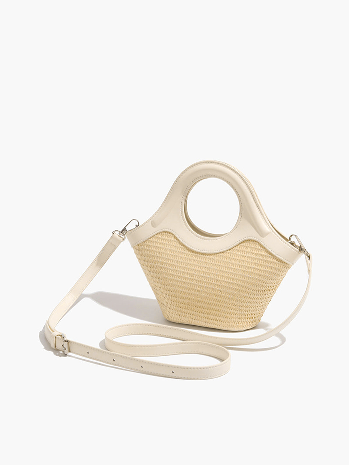Elfenbeinfarbene Strand-Rundtasche 
