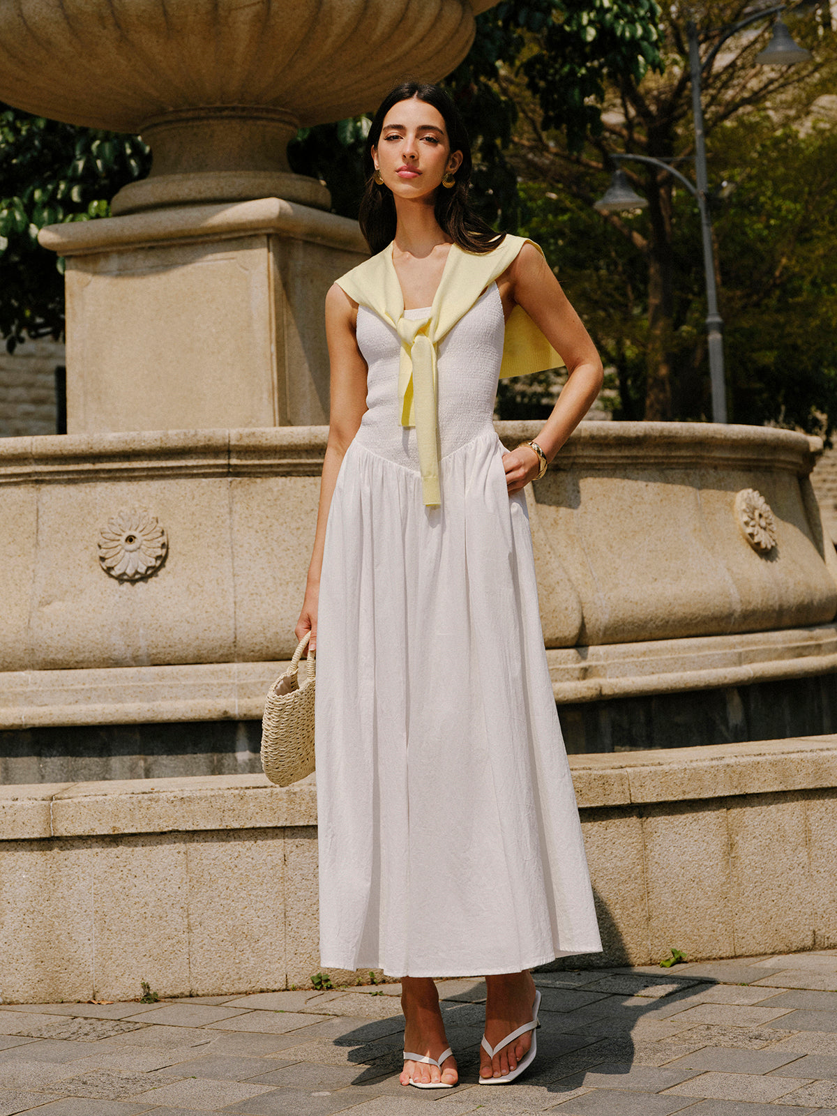 Camisole-Kleid aus Baumwolle mit Taschendetail 