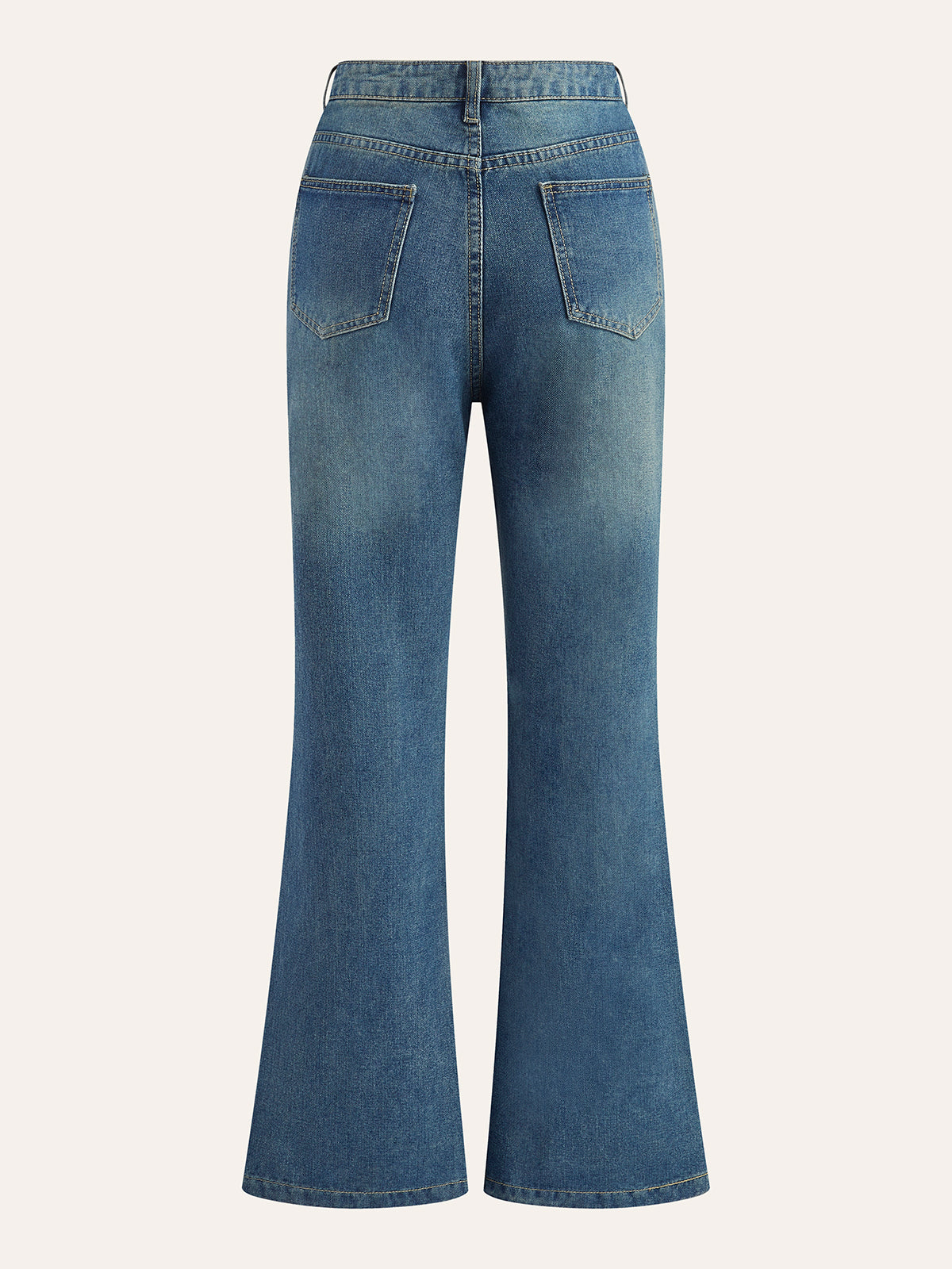 Flare-Jeans aus Denim mit mittelhohem Bund, Knopfverschluss und Dekor 