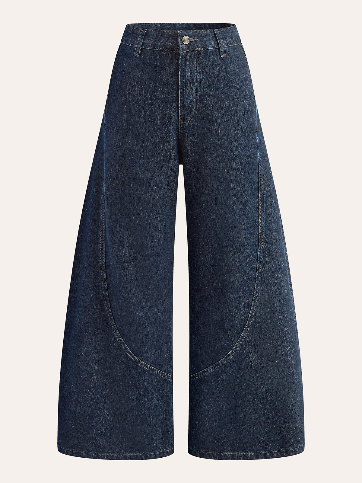 Baumwolljeans mit mittelhohem Bund und weitem Bein 