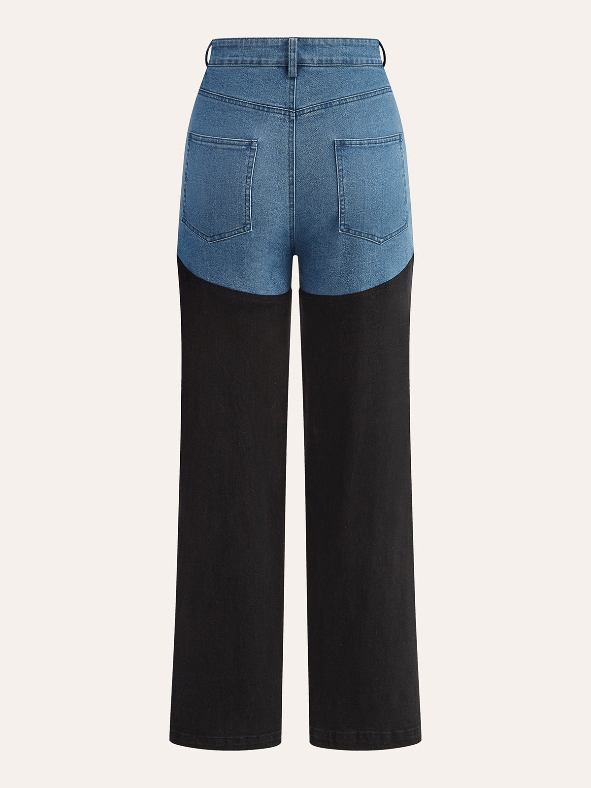 Jeanshose mit mittelhohem Bund und Farbblockdesign 