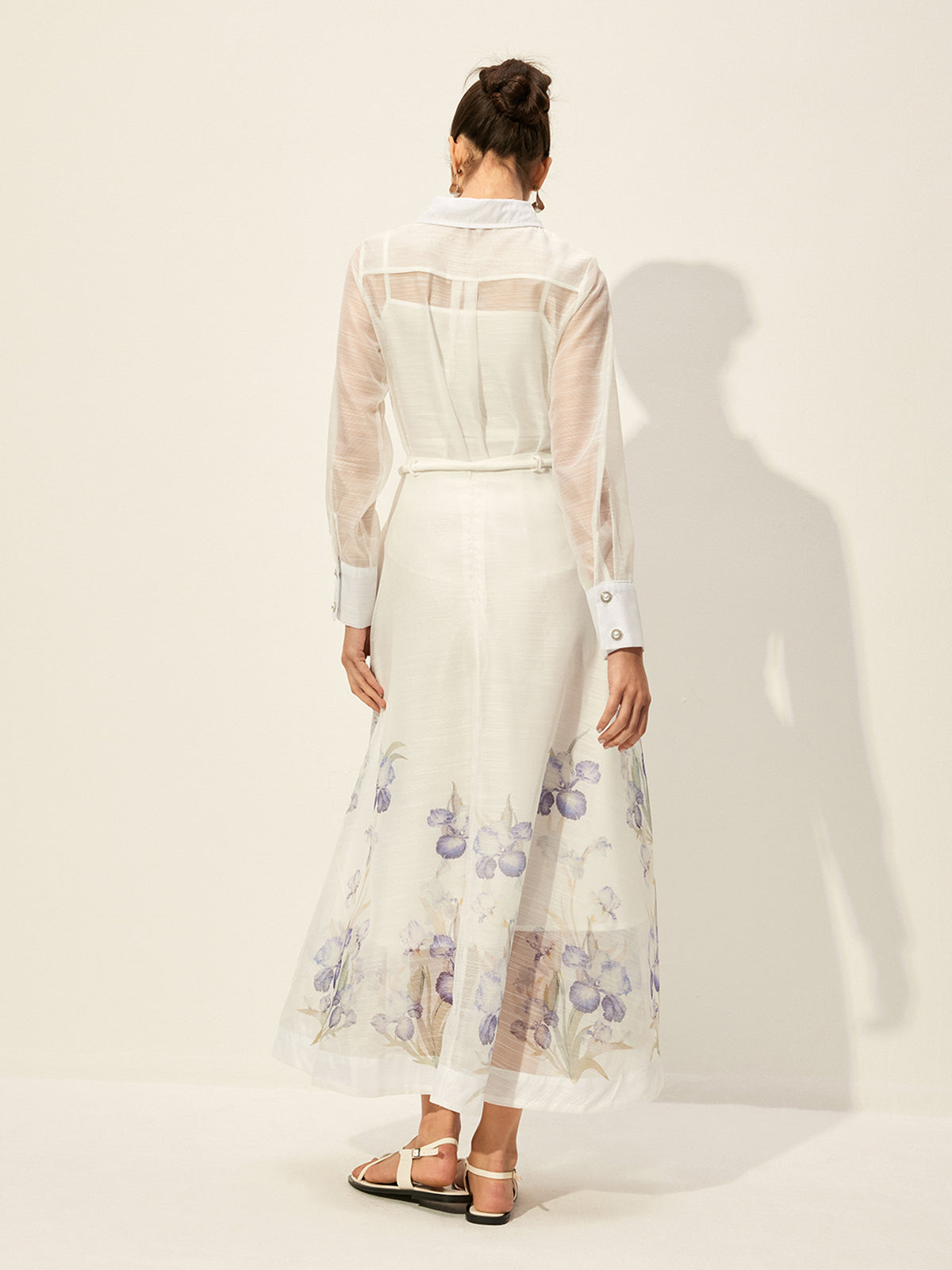 Halbtransparentes Rockset mit Blumenmuster und Taillenband 