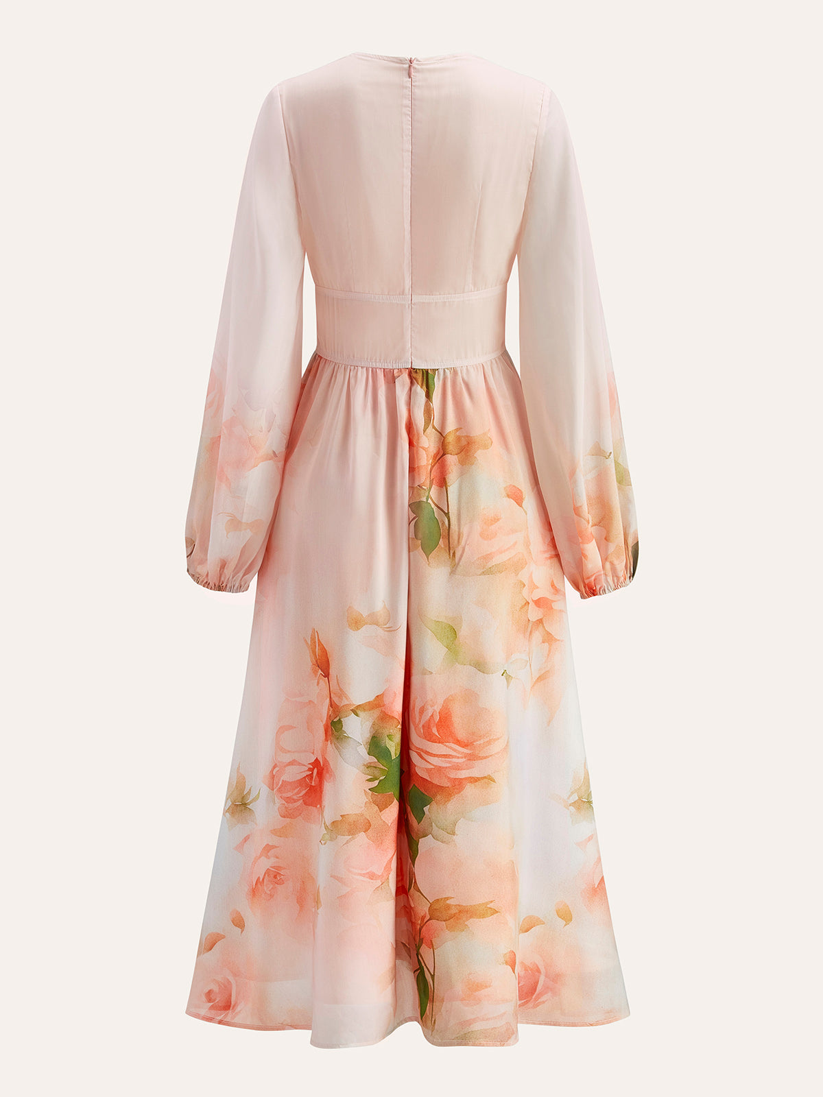 Halbtransparentes Kleid mit Ballonärmeln und Blumenmuster und Bindedetail 