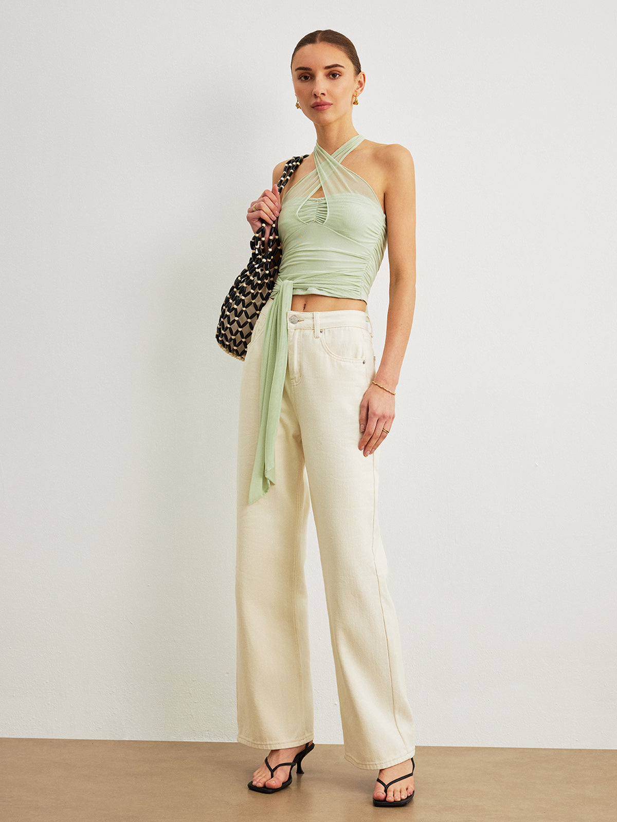 Criss-Cross Neckholder-Crop-Top aus Leinen 