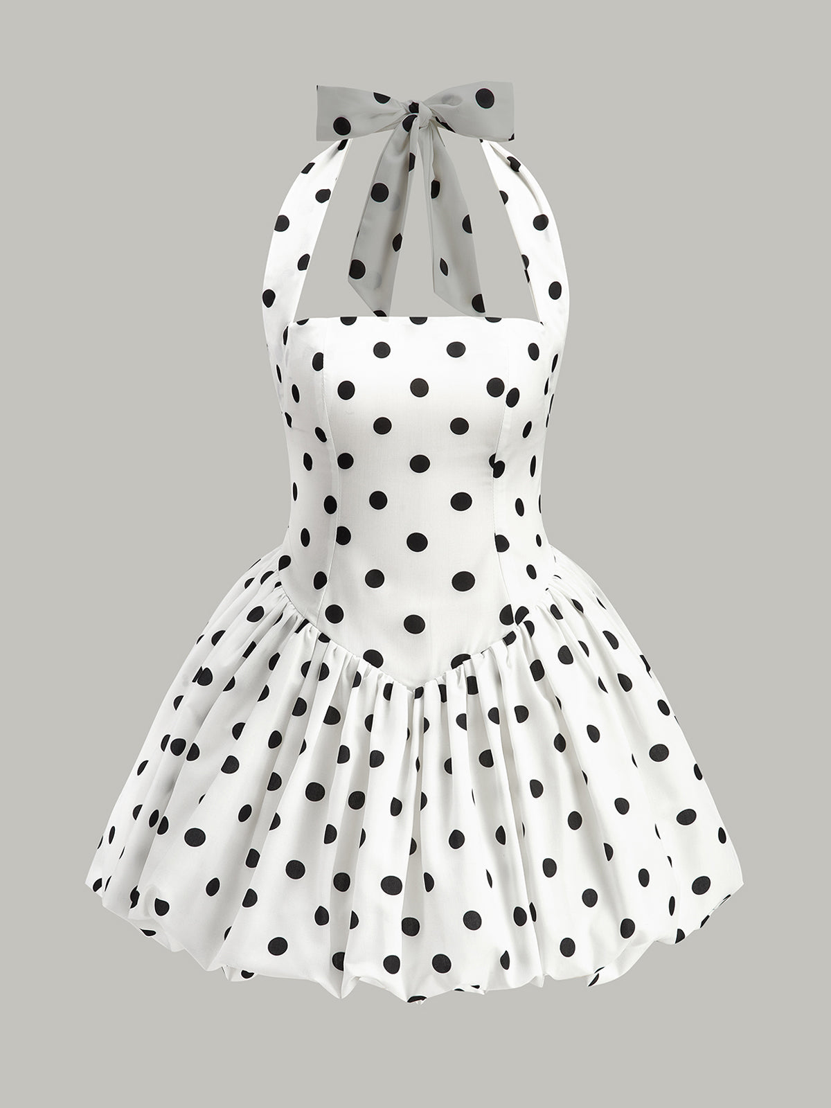 Neckholder-Kleid mit Reißverschluss und gepunkteter Schleife 