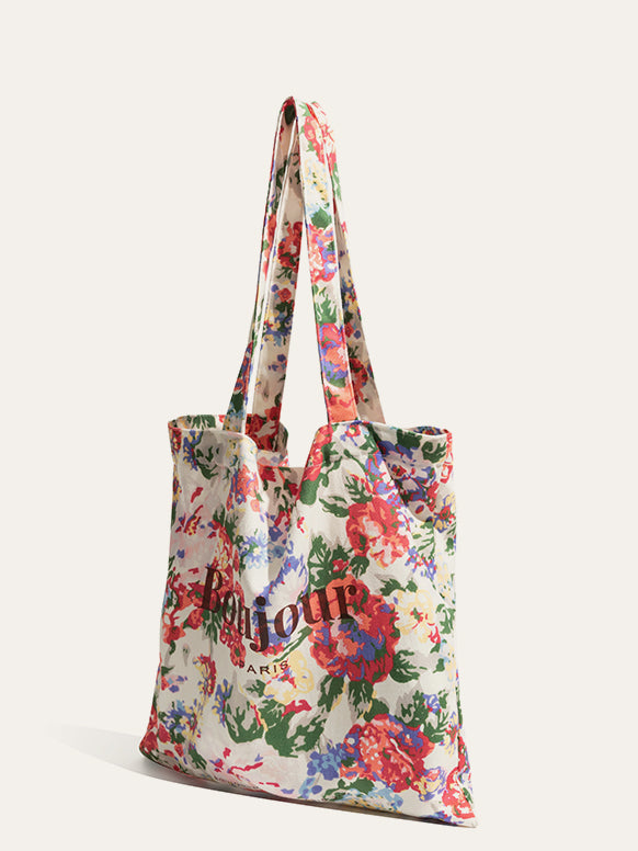 Baumwolltasche mit tropischem Blumenmuster 