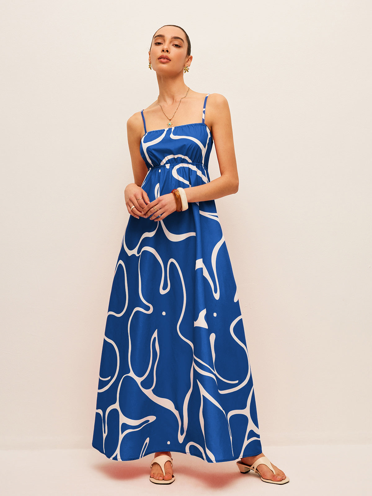 Bedrucktes Kleid mit Bindedetail auf der Rückseite 