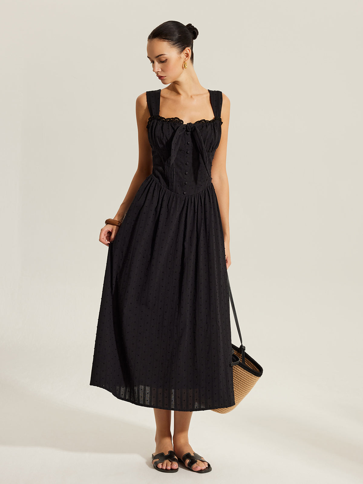 Baumwollkleid mit herzförmigem Ausschnitt 