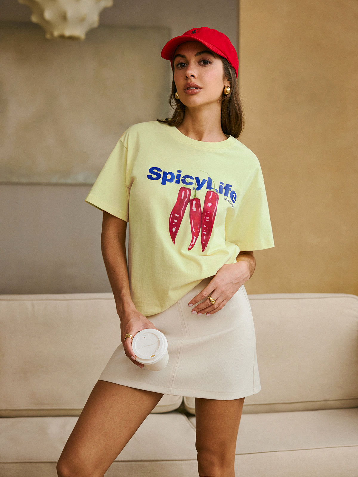 T-shirt med bomullstryck 