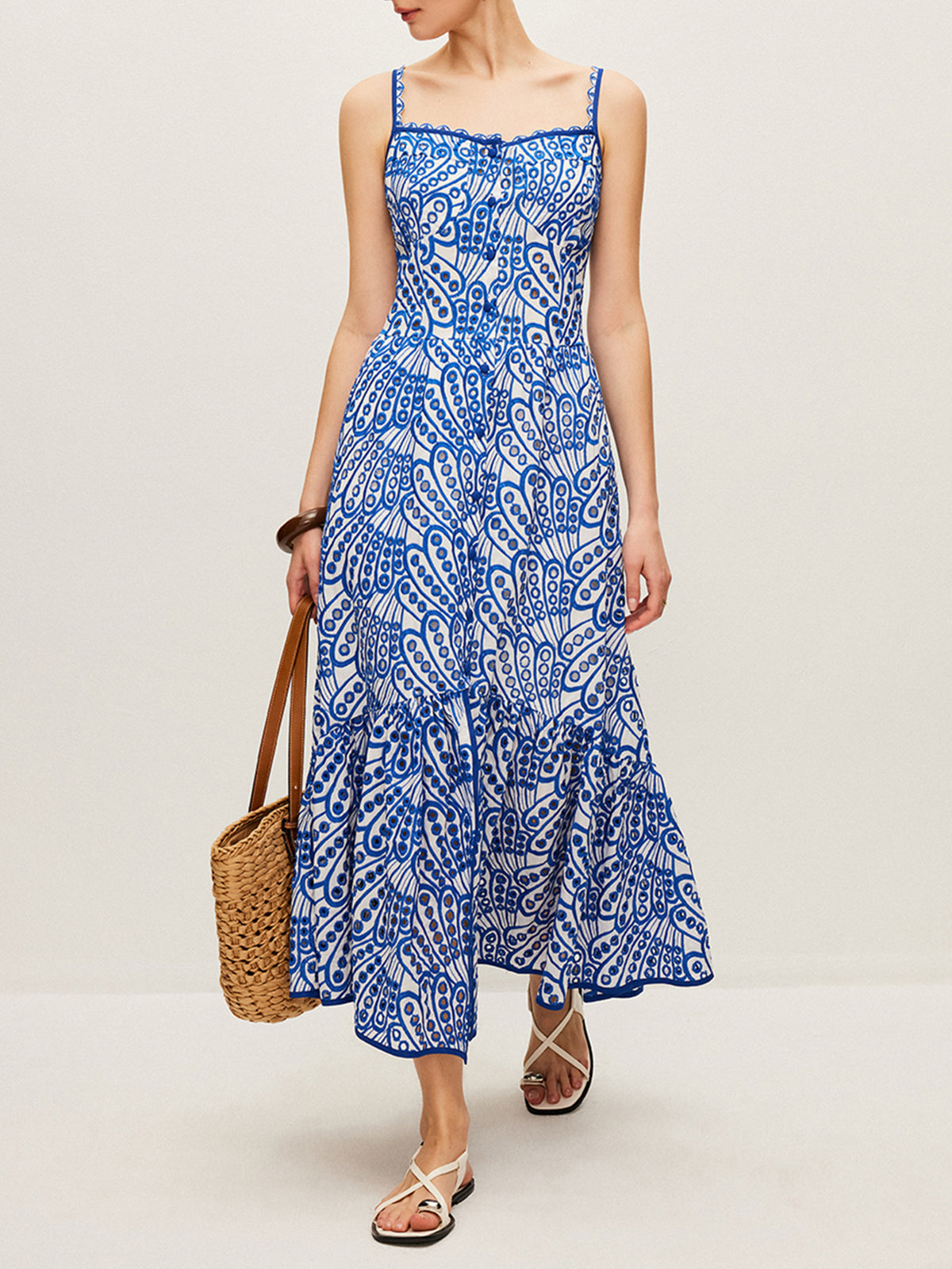 Camisole-Kleid aus Baumwolle mit Stickerei 