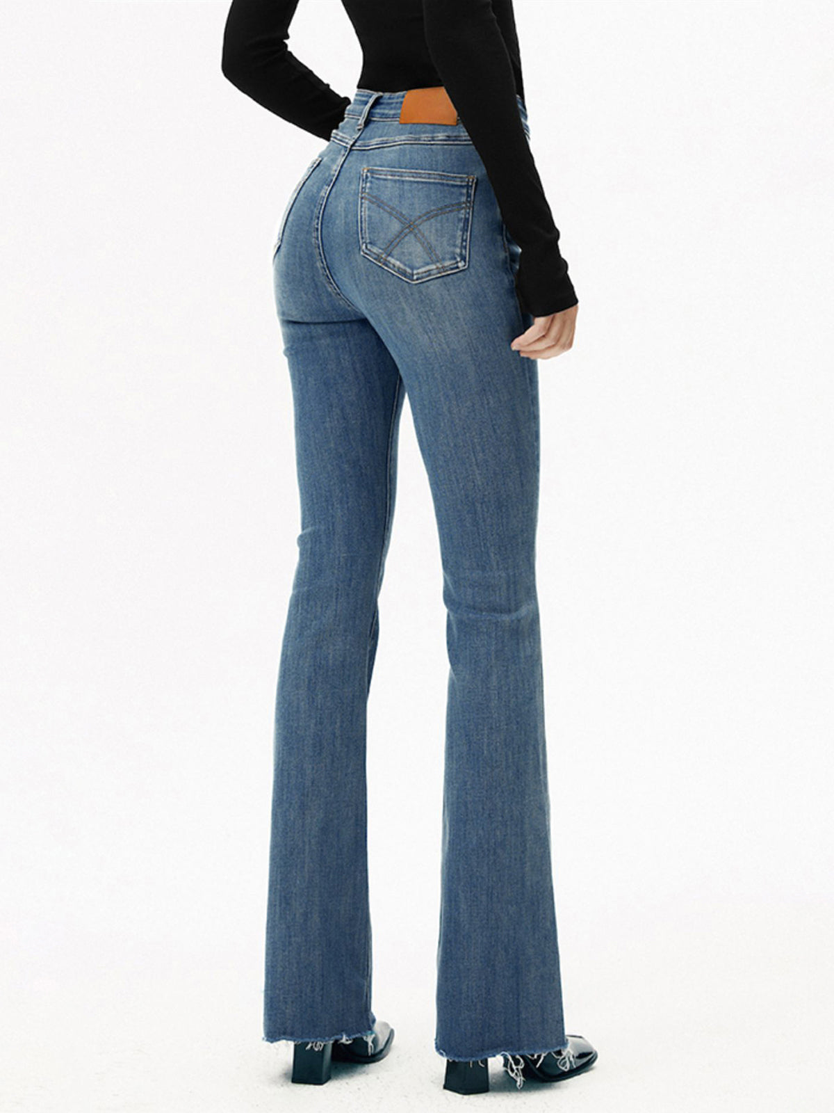 Bootcut-Jeans mit hoher Taille 