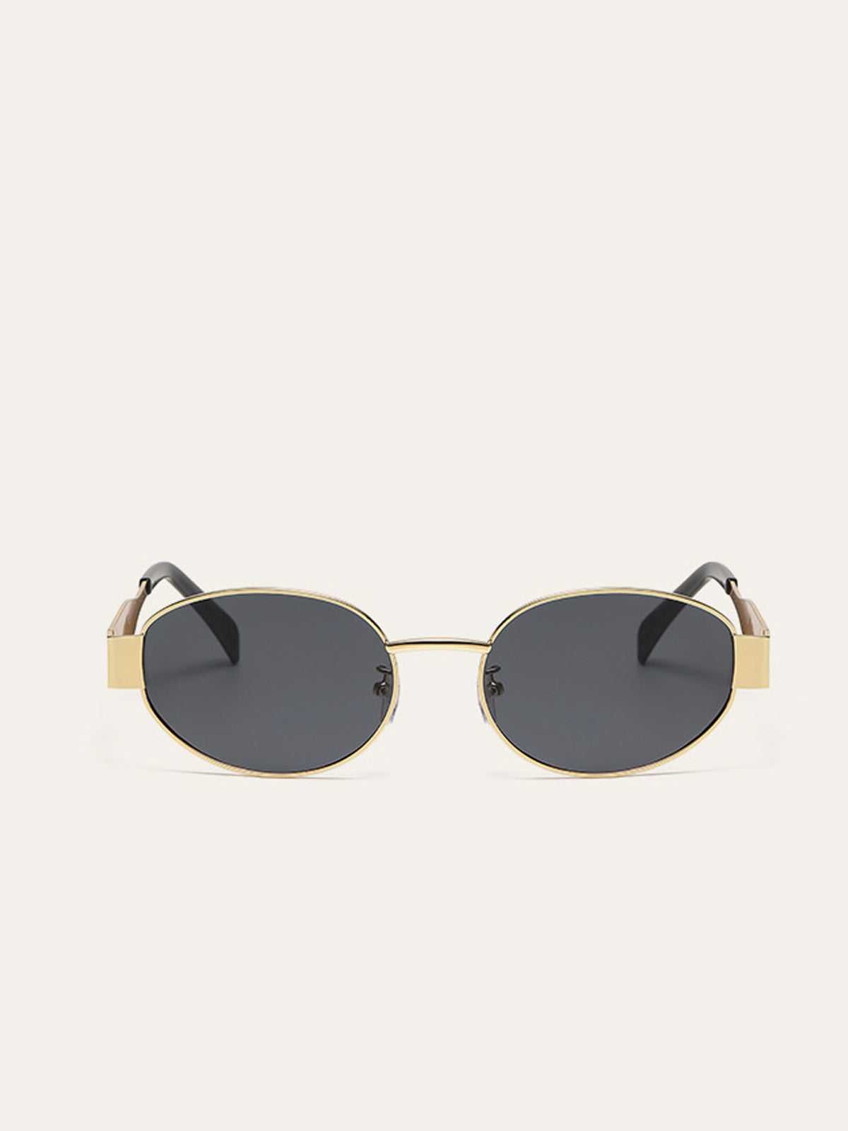 Ovale Sonnenbrille mit Goldbesatz 
